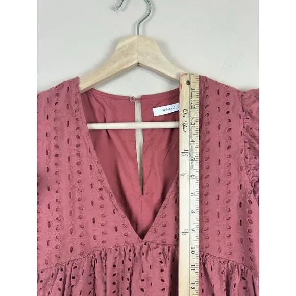 Mustard Seed Rust Eyelet Romper Dress Women’s S Terracotta Ruffle Boho Playsuit - Picture 14 of 16